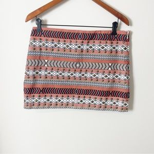 Multi Color Mini Skirt with Stud Embellishments Black, Burnt Orange, Brown